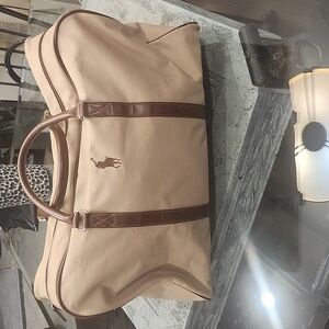 Ralph Lauren 1990 Leather Trim Weekend Duffle Travel Bag Like New